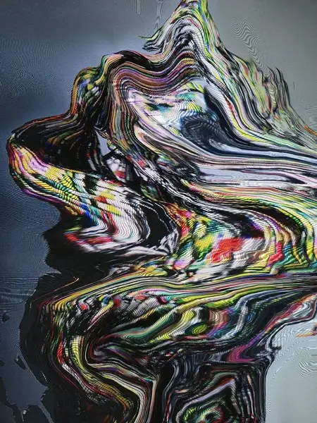 Glitch study of a portrait in motion, from the house collection.