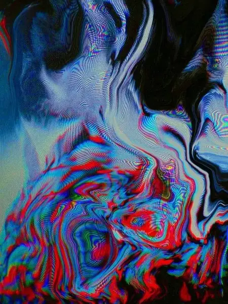 Glitch study of a portrait in motion, from the house collection.