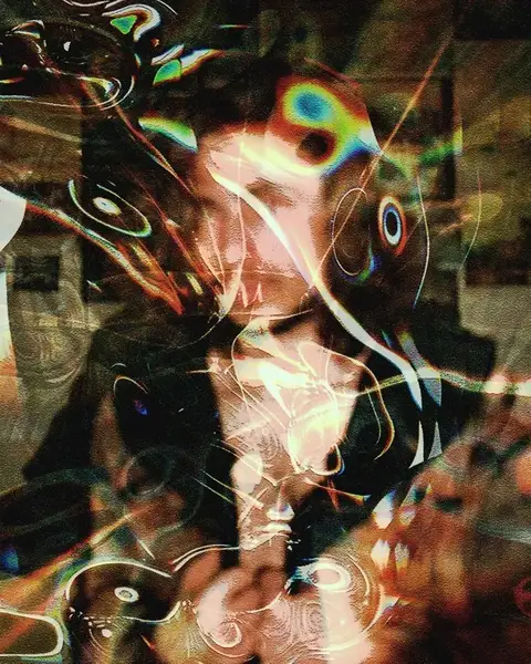 Glitch study of a portrait in motion, from the house collection.