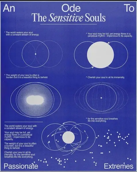 Illustrated poster study titled 'An Ode to the Sensitive Souls', from the house collection.