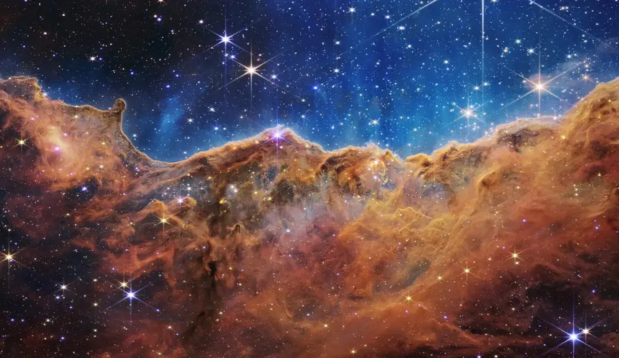 The Cosmic Cliffs of the Carina Nebula, James Webb Space Telescope.